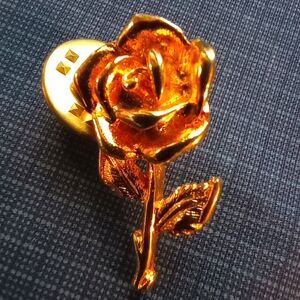 Gold Plated Rose Tac Pin 1"x.5"